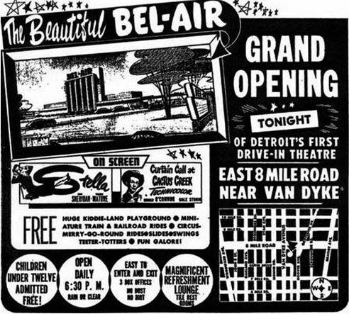 Bel Air Drive-In Theatre - 1950-08-25 Ad (newer photo)